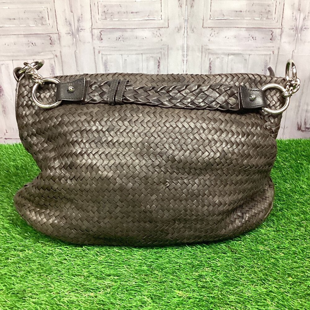 Donald Pliner Hand Woven‎ Brown Leather Handbag